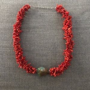 Red coral choker necklace